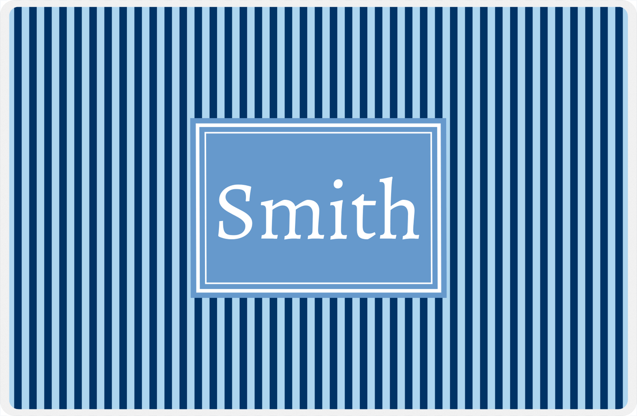 Personalized Vertical Stripes Placemat - Navy and Light Blue - Glacier Rectangle Frame -  View