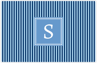 Thumbnail for Personalized Vertical Stripes Placemat - Navy and Light Blue - Glacier Square Frame -  View