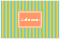 Thumbnail for Personalized Vertical Stripes Placemat - Viking Blue and Mustard - Tangerine Rectangle Frame -  View