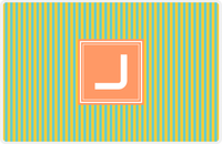 Thumbnail for Personalized Vertical Stripes Placemat - Viking Blue and Mustard - Tangerine Square Frame -  View