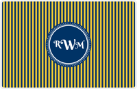 Thumbnail for Personalized Vertical Stripes Placemat - Navy and Mustard - Navy Circle Frame -  View