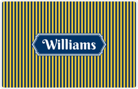 Thumbnail for Personalized Vertical Stripes Placemat - Navy and Mustard - Navy Decorative Rectangle Frame -  View