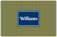 Thumbnail for Personalized Vertical Stripes Placemat - Navy and Mustard - Navy Rectangle Frame -  View