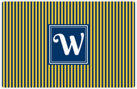 Thumbnail for Personalized Vertical Stripes Placemat - Navy and Mustard - Navy Square Frame -  View