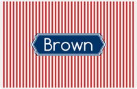 Thumbnail for Personalized Vertical Stripes Placemat - Cherry Red and White - Navy Decorative Rectangle Frame -  View