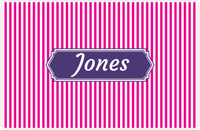 Thumbnail for Personalized Vertical Stripes Placemat - Hot Pink and White - Indigo Decorative Rectangle Frame -  View