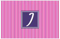 Thumbnail for Personalized Vertical Stripes Placemat - Hot Pink and White - Indigo Square Frame -  View