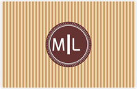 Thumbnail for Personalized Vertical Stripes Placemat - Light Brown and Champagne - Brown Circle Frame -  View
