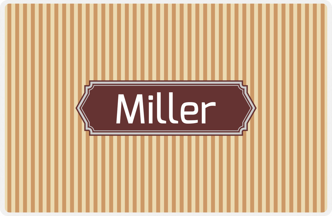 Personalized Vertical Stripes Placemat - Light Brown and Champagne - Brown Decorative Rectangle Frame -  View