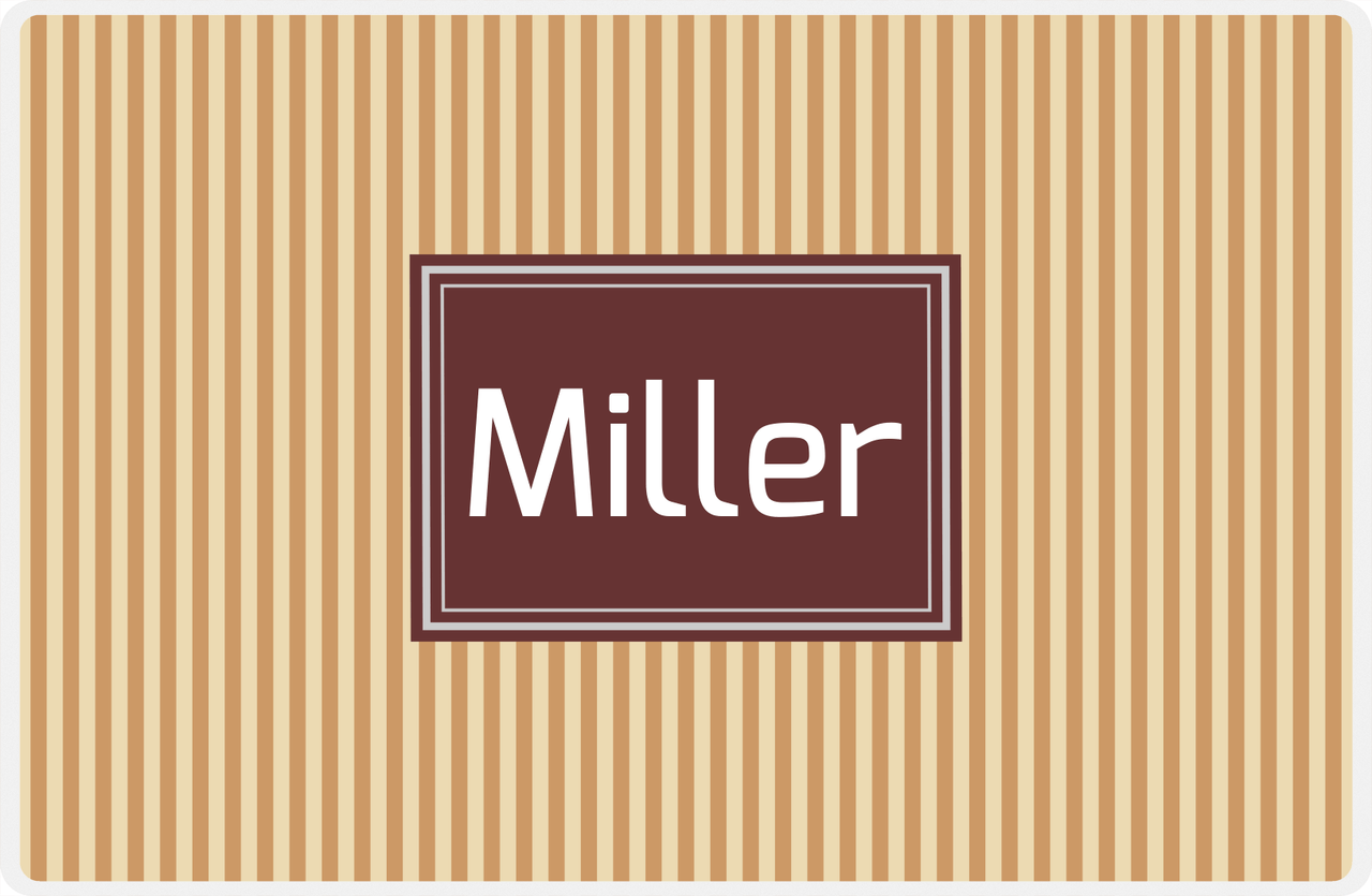 Personalized Vertical Stripes Placemat - Light Brown and Champagne - Brown Rectangle Frame -  View