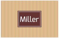 Thumbnail for Personalized Vertical Stripes Placemat - Light Brown and Champagne - Brown Rectangle Frame -  View