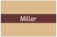 Thumbnail for Personalized Vertical Stripes Placemat - Light Brown and Champagne - Brown Ribbon Frame -  View