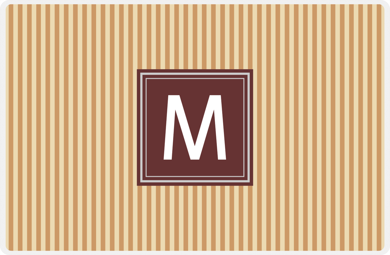 Personalized Vertical Stripes Placemat - Light Brown and Champagne - Brown Square Frame -  View