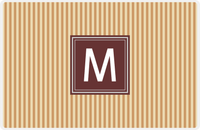 Thumbnail for Personalized Vertical Stripes Placemat - Light Brown and Champagne - Brown Square Frame -  View