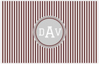 Thumbnail for Personalized Vertical Stripes Placemat - Brown and White - Light Grey Circle Frame -  View