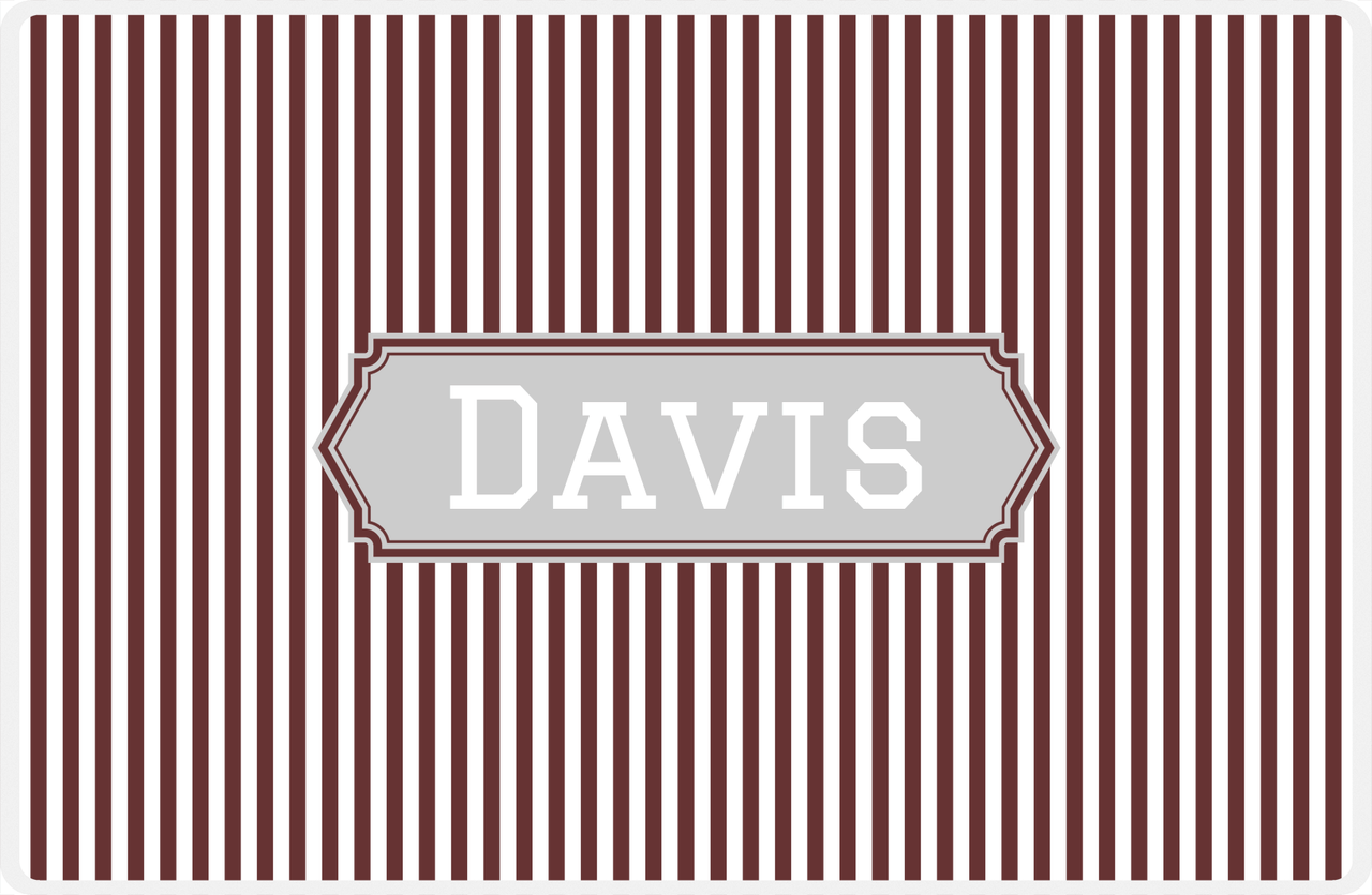 Personalized Vertical Stripes Placemat - Brown and White - Light Grey Decorative Rectangle Frame -  View