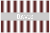 Thumbnail for Personalized Vertical Stripes Placemat - Brown and White - Light Grey Ribbon Frame -  View