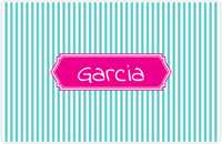 Thumbnail for Personalized Vertical Stripes Placemat - Viking Blue and White - Hot Pink Decorative Rectangle Frame -  View