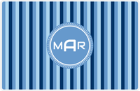 Thumbnail for Personalized Vertical Stripes II Placemat - Navy and Light Blue - Glacier Circle Frame -  View