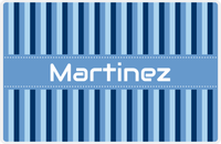 Thumbnail for Personalized Vertical Stripes II Placemat - Navy and Light Blue - Glacier Ribbon Frame -  View