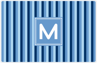 Thumbnail for Personalized Vertical Stripes II Placemat - Navy and Light Blue - Glacier Square Frame -  View