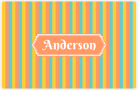 Thumbnail for Personalized Vertical Stripes II Placemat - Viking Blue and Mustard - Tangerine Decorative Rectangle Frame -  View