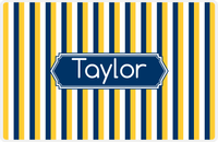 Thumbnail for Personalized Vertical Stripes II Placemat - Navy and Mustard - Navy Decorative Rectangle Frame -  View