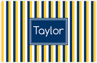 Thumbnail for Personalized Vertical Stripes II Placemat - Navy and Mustard - Navy Rectangle Frame -  View