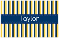 Thumbnail for Personalized Vertical Stripes II Placemat - Navy and Mustard - Navy Ribbon Frame -  View