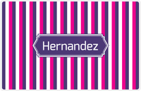 Thumbnail for Personalized Vertical Stripes II Placemat - Hot Pink and White - Indigo Decorative Rectangle Frame -  View