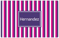 Thumbnail for Personalized Vertical Stripes II Placemat - Hot Pink and White - Indigo Rectangle Frame -  View