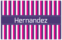 Thumbnail for Personalized Vertical Stripes II Placemat - Hot Pink and White - Indigo Ribbon Frame -  View