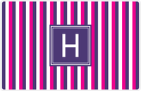 Thumbnail for Personalized Vertical Stripes II Placemat - Hot Pink and White - Indigo Square Frame -  View