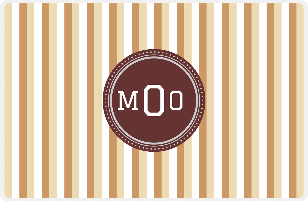 Personalized Vertical Stripes II Placemat - Light Brown and Champagne - Brown Circle Frame -  View