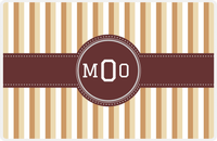 Thumbnail for Personalized Vertical Stripes II Placemat - Light Brown and Champagne - Brown Circle Frame with Ribbon -  View