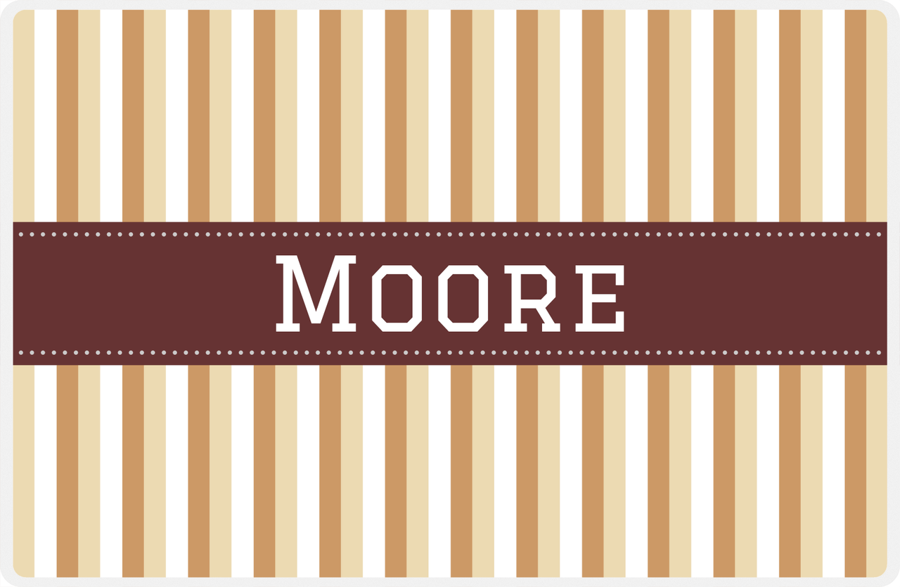 Personalized Vertical Stripes II Placemat - Light Brown and Champagne - Brown Ribbon Frame -  View