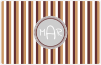 Thumbnail for Personalized Vertical Stripes II Placemat - Brown and White - Light Grey Circle Frame -  View