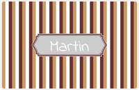 Thumbnail for Personalized Vertical Stripes II Placemat - Brown and White - Light Grey Decorative Rectangle Frame -  View