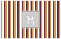 Thumbnail for Personalized Vertical Stripes II Placemat - Brown and White - Light Grey Square Frame -  View