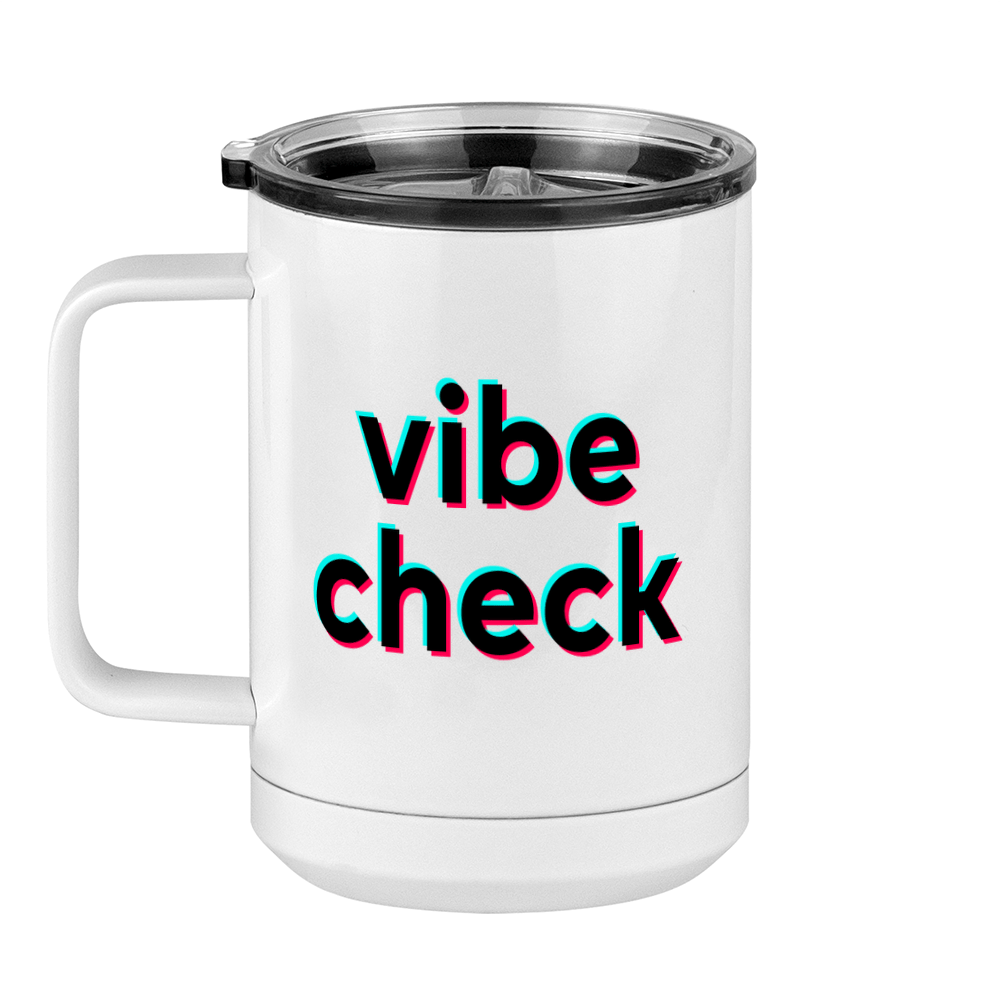 Vibe Check Coffee Mug Tumbler with Handle (15 oz) - TikTok Trends - Left View