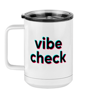 Thumbnail for Vibe Check Coffee Mug Tumbler with Handle (15 oz) - TikTok Trends - Left View