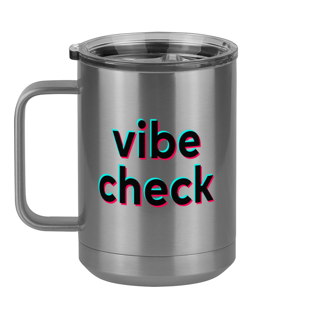 Vibe Check Coffee Mug Tumbler with Handle (15 oz) - TikTok Trends - Left View