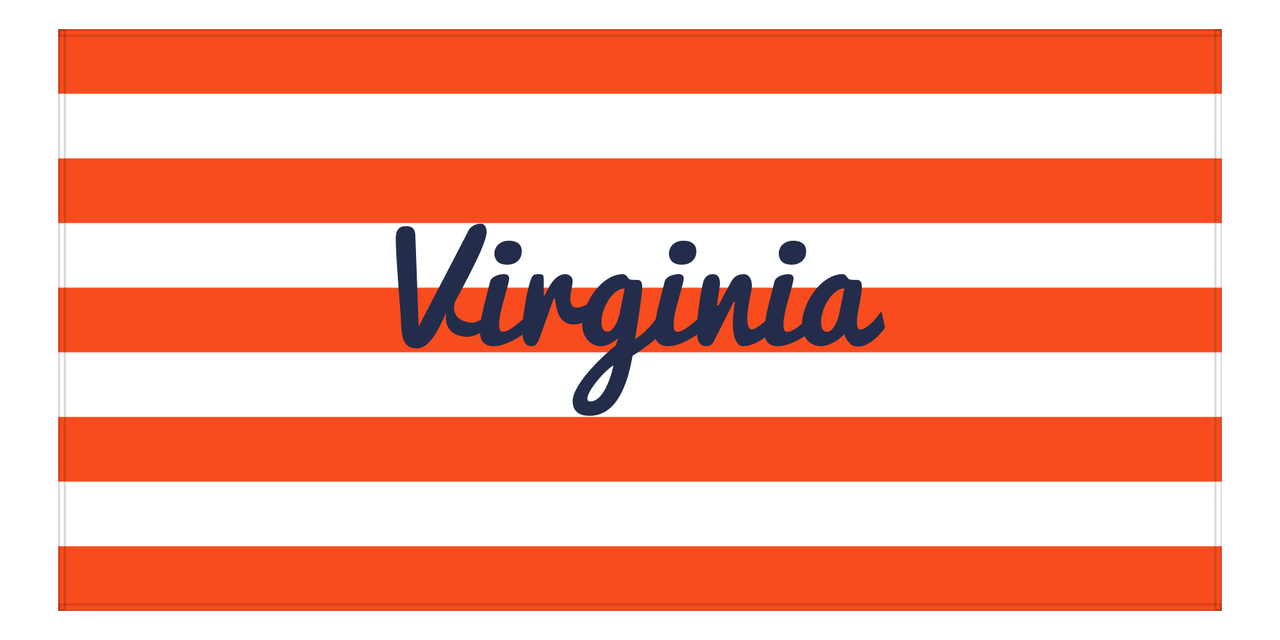Personalized Virginia Striped Beach Towel - Orange and White - Front View