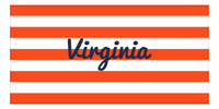 Thumbnail for Personalized Virginia Striped Beach Towel - Orange and White - Front View