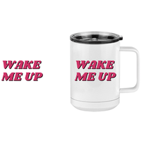 Thumbnail for Wake Me Up Coffee Mug Tumbler with Handle (15 oz) - Design View