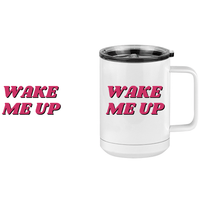 Thumbnail for Wake Me Up Coffee Mug Tumbler with Handle (15 oz) - Design View