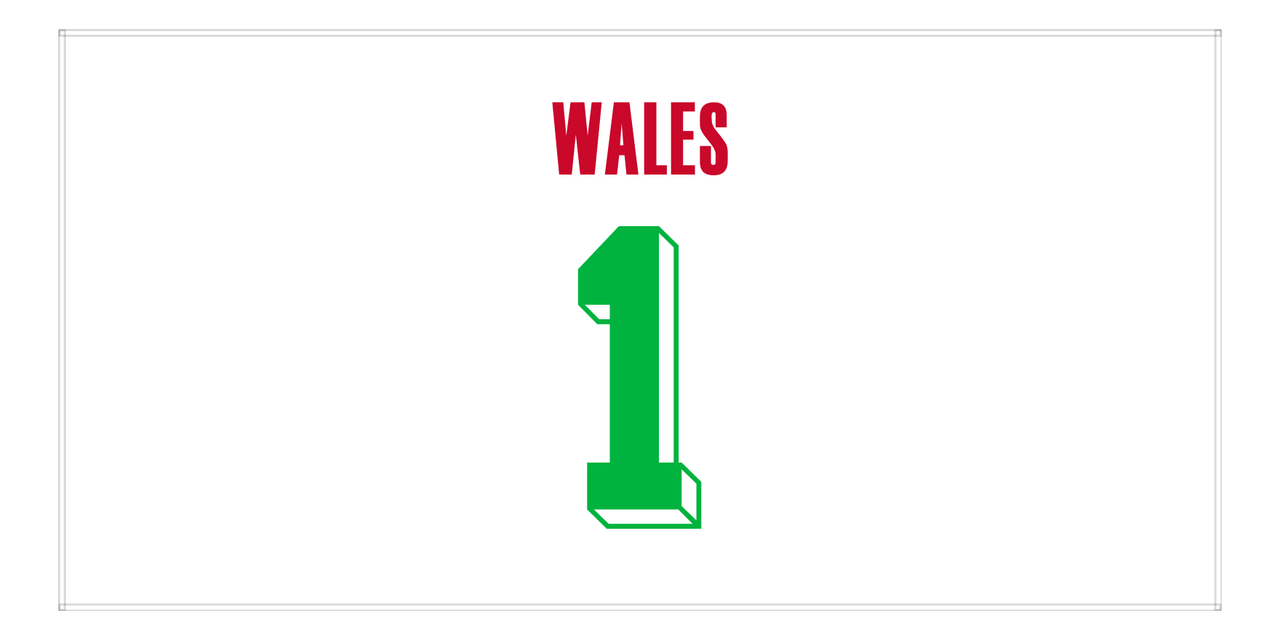Personalized Wales Jersey Number Beach Towel - White - Front View