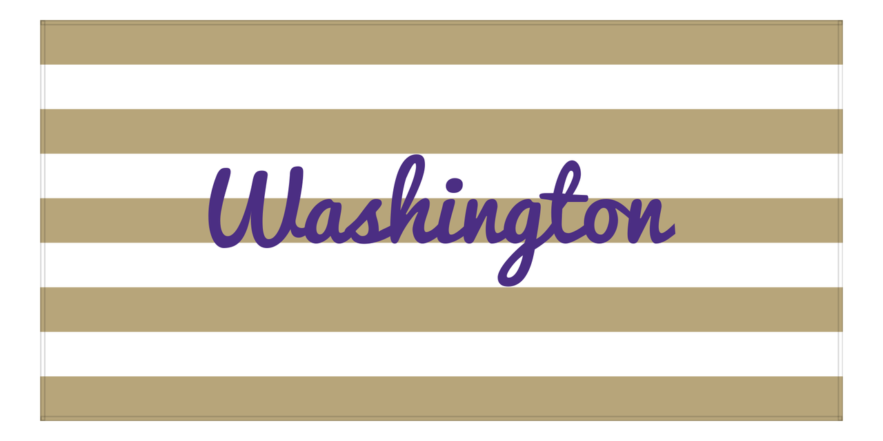 Personalized Washington Striped Beach Towel - Purple and Gold - Front View