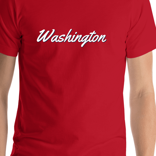 Personalized Washington T-Shirt - Red - Shirt Close-Up View