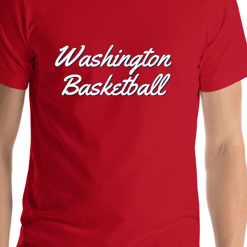 Personalized Washington Basketball T-Shirt - Red - Shirt Close-Up View